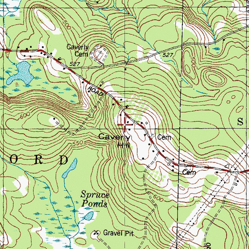 Topographic Map of Caverly Hill, NH