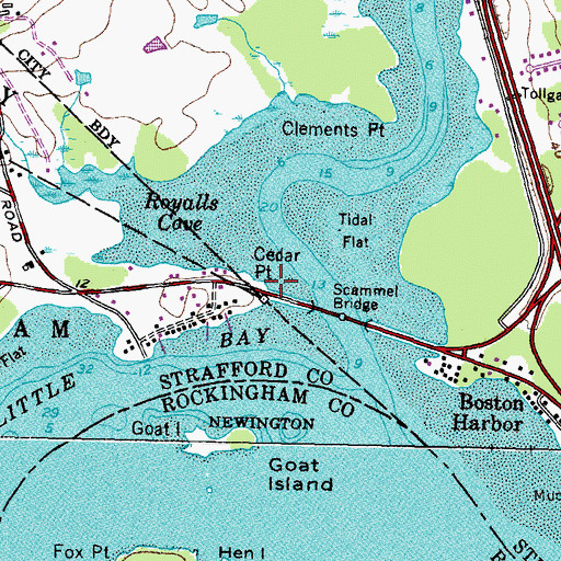 Topographic Map of Cedar Point, NH