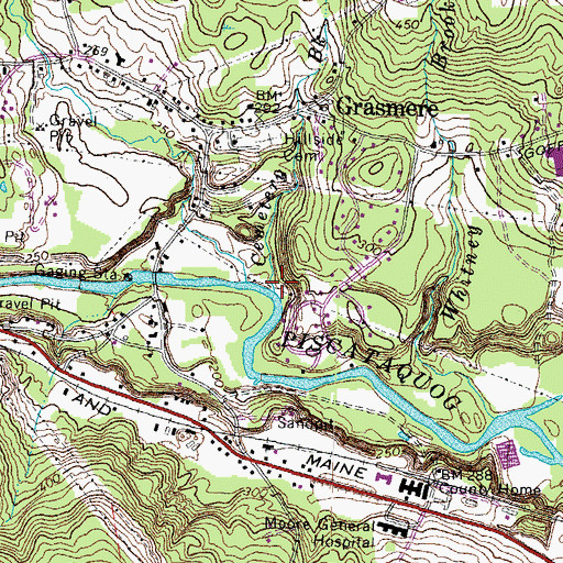 Topographic Map of Cemetery Brook, NH