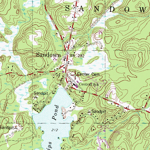 Topographic Map of Center Cemetery, NH