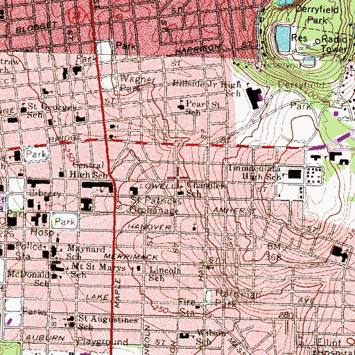 Topographic Map of Chandlers School, NH