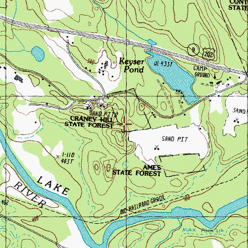 Topographic Map of Chaney Hill State Forest, NH