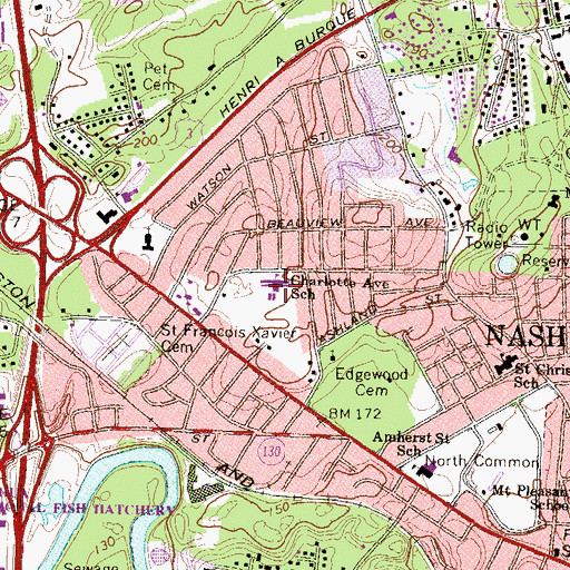 Topographic Map of Charlotte Avenue Elementary School, NH