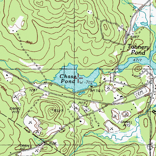 Topographic Map of Chase Pond, NH