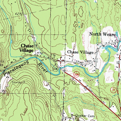 Topographic Map of Chase Village, NH