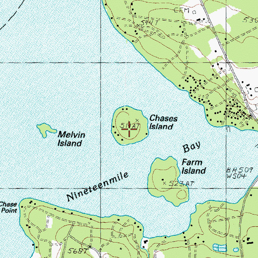 Topographic Map of Chases Island, NH