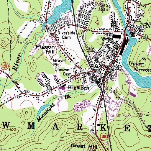 Topographic Map of Cheswell Cemetery, NH