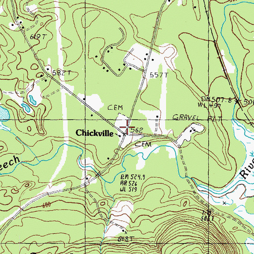 Topographic Map of Chickville, NH