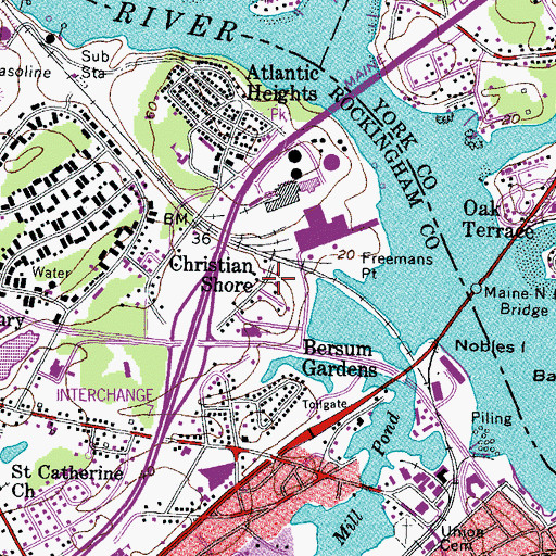 Topographic Map of Christian Shore, NH