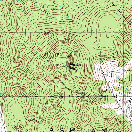 Topographic Map of Hicks Hill, NH