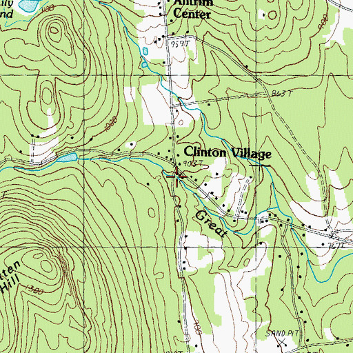 Topographic Map of Clinton Village, NH