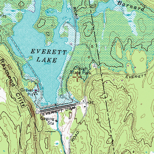 Topographic Map of Clough State Park, NH