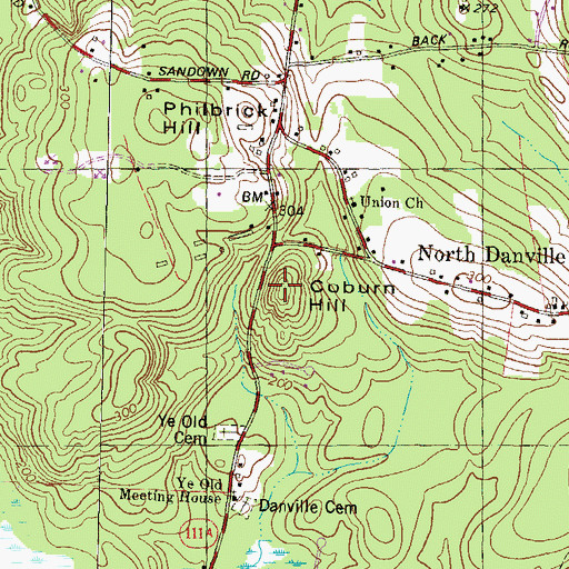 Topographic Map of Coburn Hill, NH
