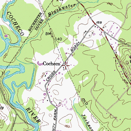 Topographic Map of Cocheco, NH