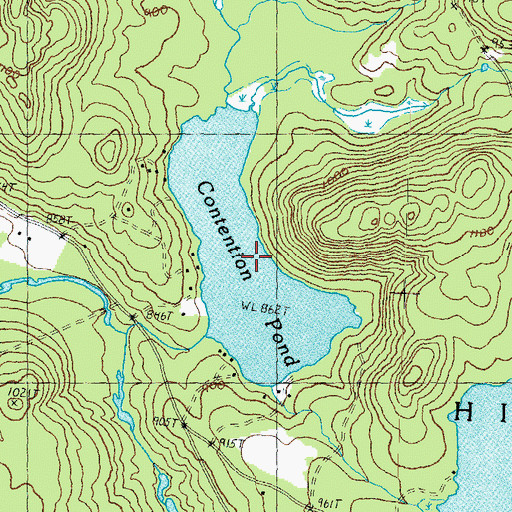 Topographic Map of Contention Pond, NH