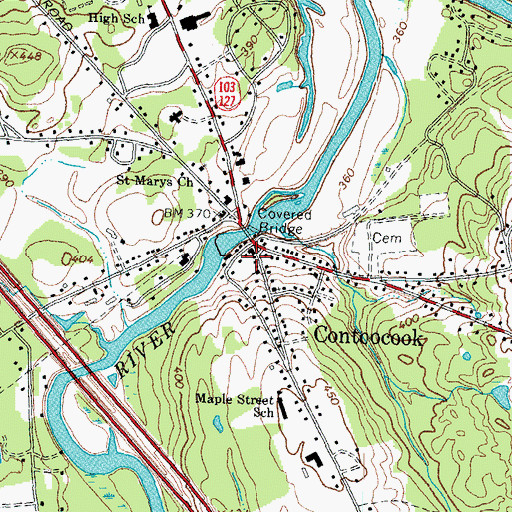 Topographic Map of Contoocook, NH