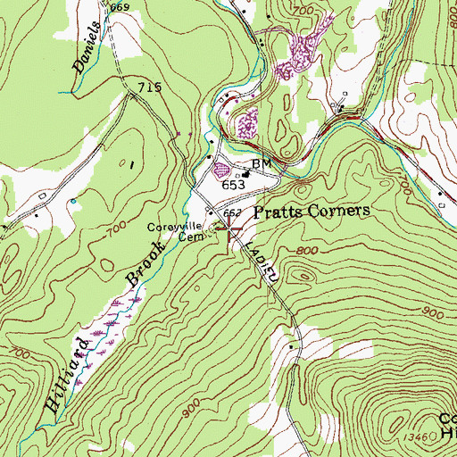 Topographic Map of Coreyville Cemetery, NH