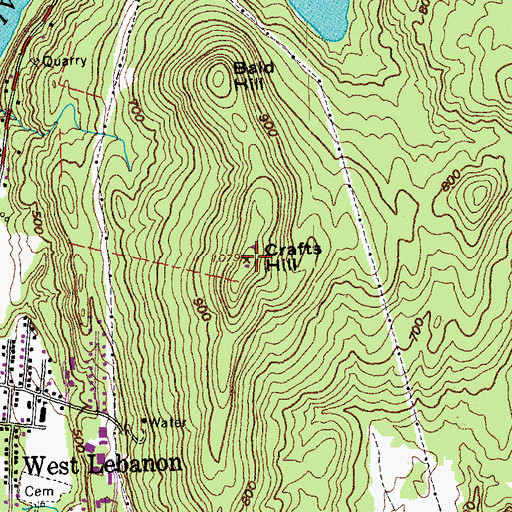 Topographic Map of Crafts Hill, NH