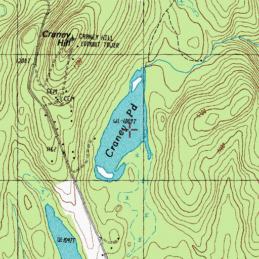 Topographic Map of Craney Pond, NH