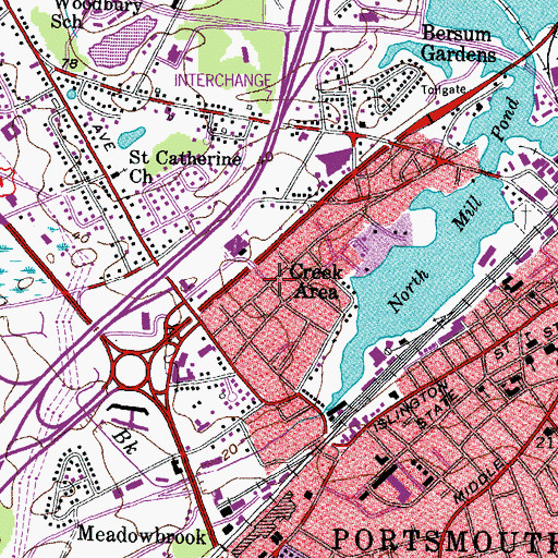 Topographic Map of Creek Area, NH