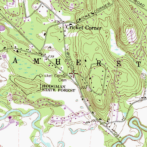 Topographic Map of Cricket Corner Cemetery, NH