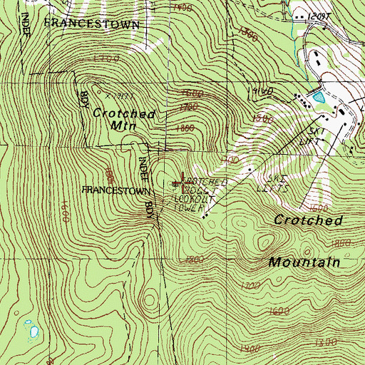 Topographic Map of Crotched Mountain, NH