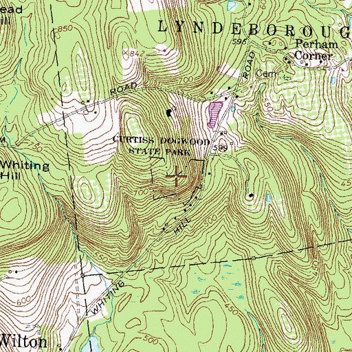 Topographic Map of Curtiss Dogwood State Park, NH