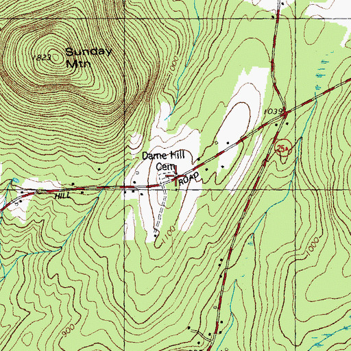 Topographic Map of Dame Hill, NH