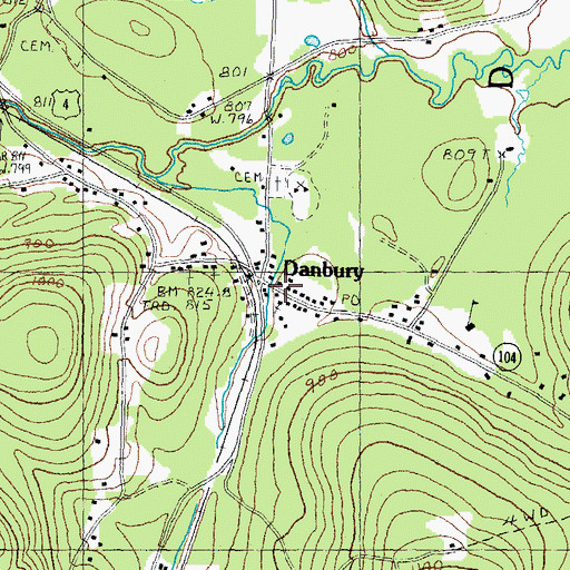 Topographic Map of Danbury, NH