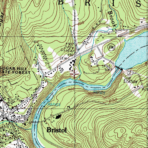 Topographic Map of Danforth Brook, NH