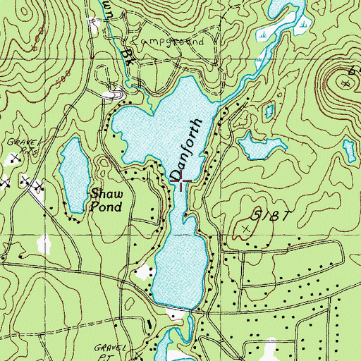 Topographic Map of Danforth Ponds, NH