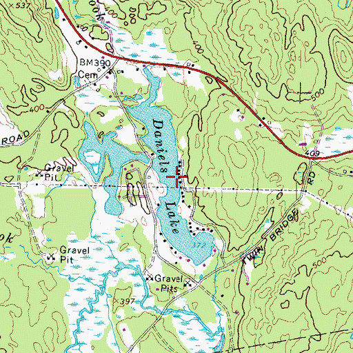 Topographic Map of Daniels Lake, NH