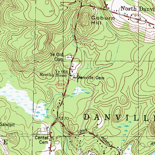 Topographic Map of Danville Cemetery, NH
