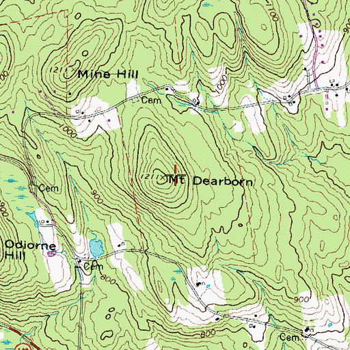 Topographic Map of Mount Dearborn, NH