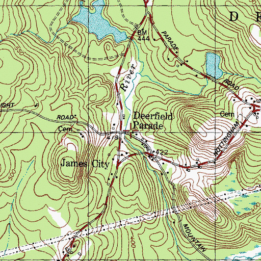 Topographic Map of Deerfield Parade, NH