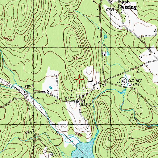 Topographic Map of Deering Community Center, NH