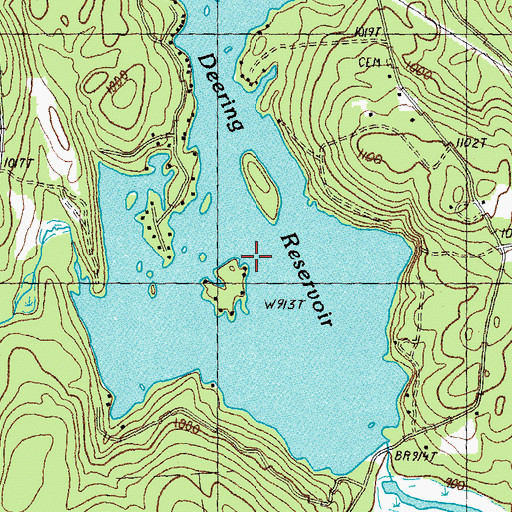 Topographic Map of Deering Reservoir, NH