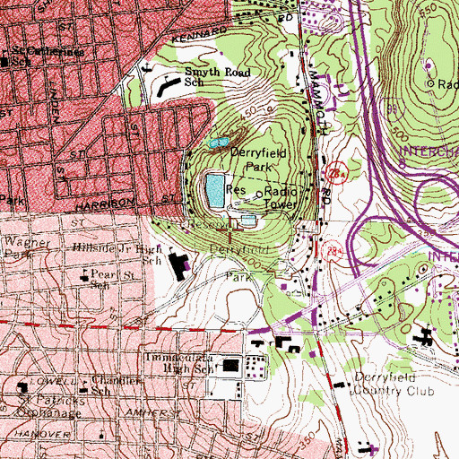 Topographic Map of Derryfield Park, NH