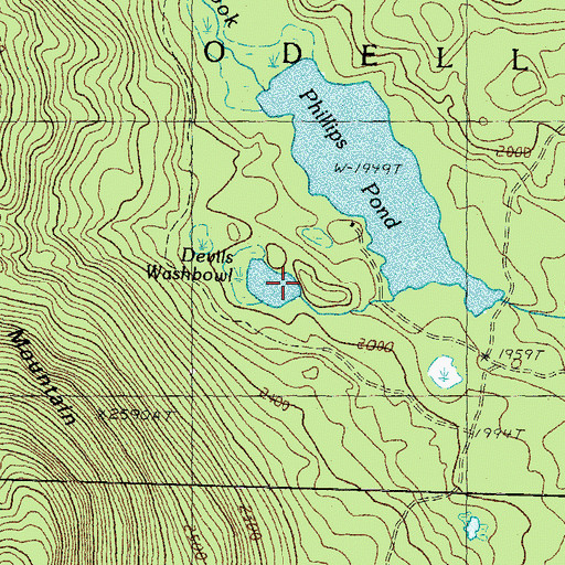 Topographic Map of Devils Washbowl, NH