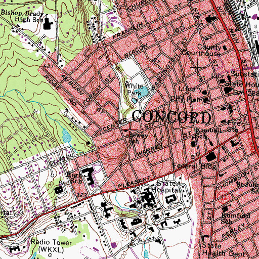Topographic Map of Dewey School, NH
