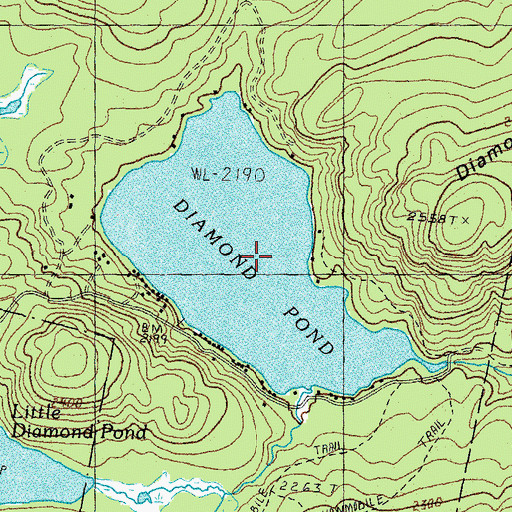 Topographic Map of Diamond Pond, NH
