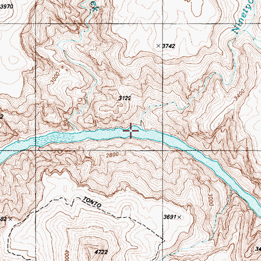 Topographic Map of Ninetyone Mile Creek, AZ