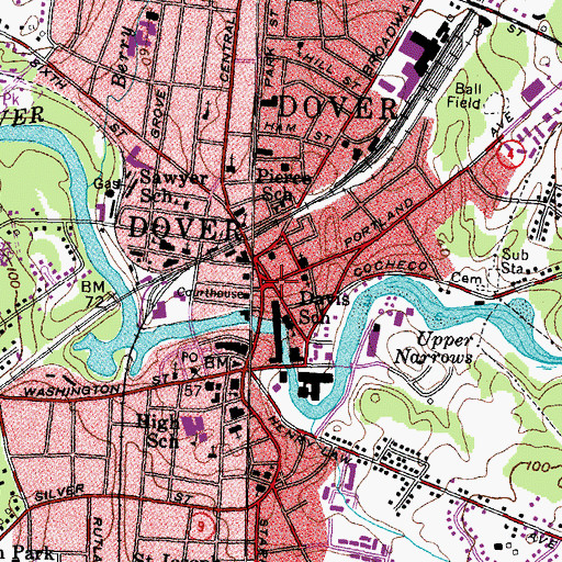 Topographic Map of Dover, NH