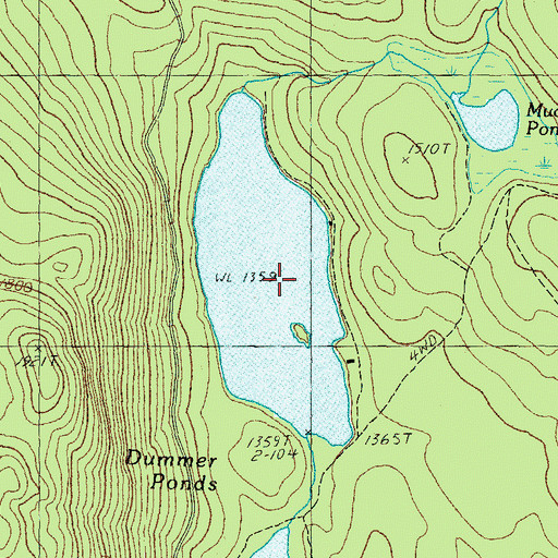 Topographic Map of Dummer Ponds, NH