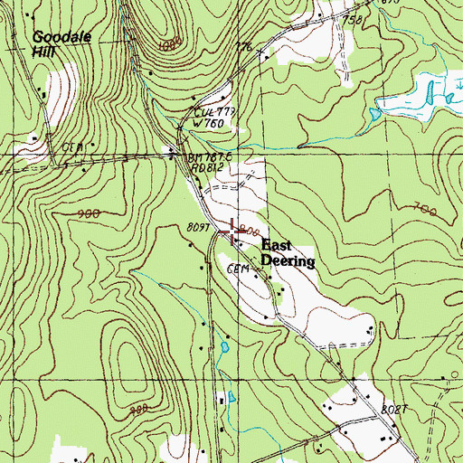 Topographic Map of East Deering, NH