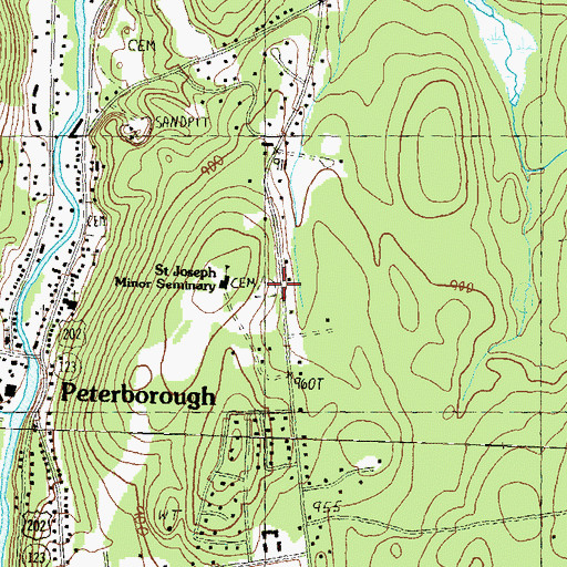 Topographic Map of East Hill Cemetery, NH