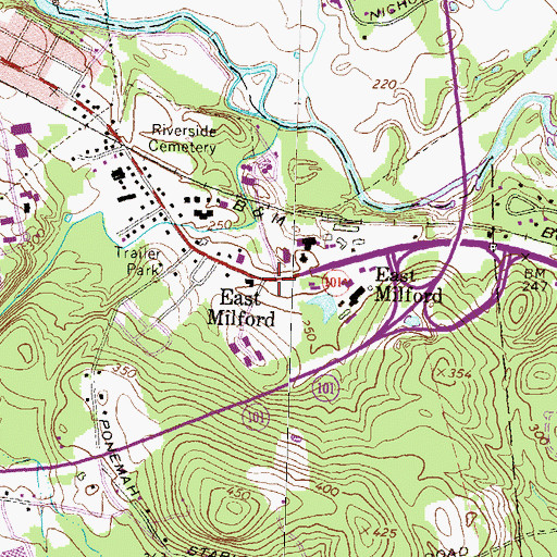 Topographic Map of East Milford, NH