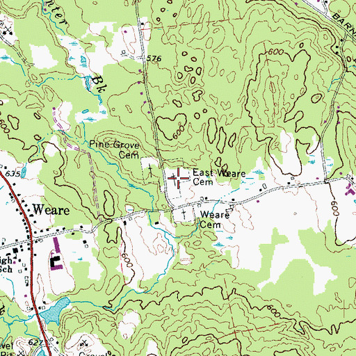 Topographic Map of East Weare Cemetery, NH