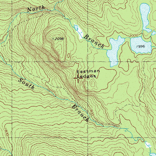 Topographic Map of Eastman Ledges, NH