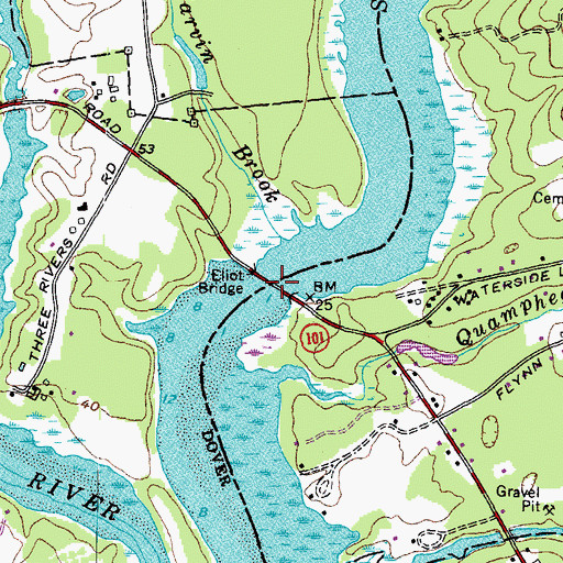 Topographic Map of Eliot Bridge, NH